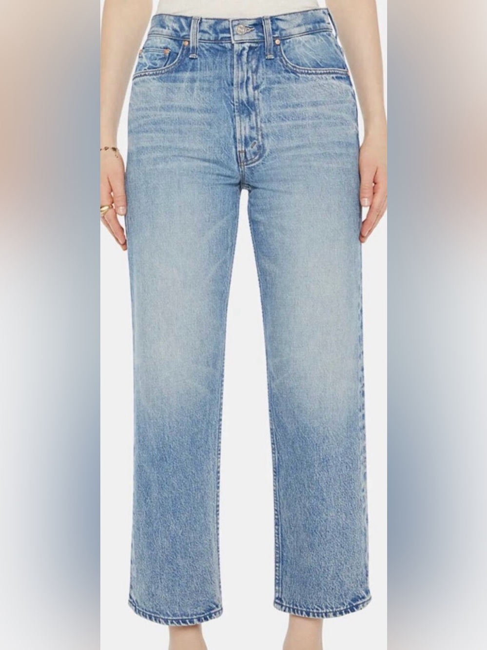 Mother Jeans The Newbie Ankle High Rise 100% Cotton Relaxed Wipeout 27